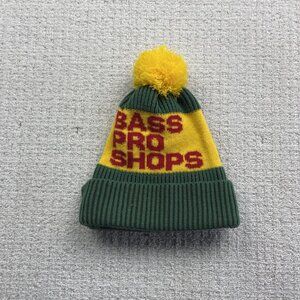 Bass Pro Shops Knit Winter Tuque Beanie w/ Pom Green / Yellow / Red Hunting